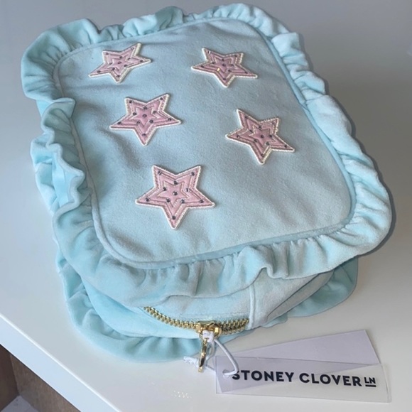 💜💙 Stoney Clover Lane Pre-Sewn Ruffle Stars Large Velvet Pouch Bag Cloud $193 - Picture 2 of 5